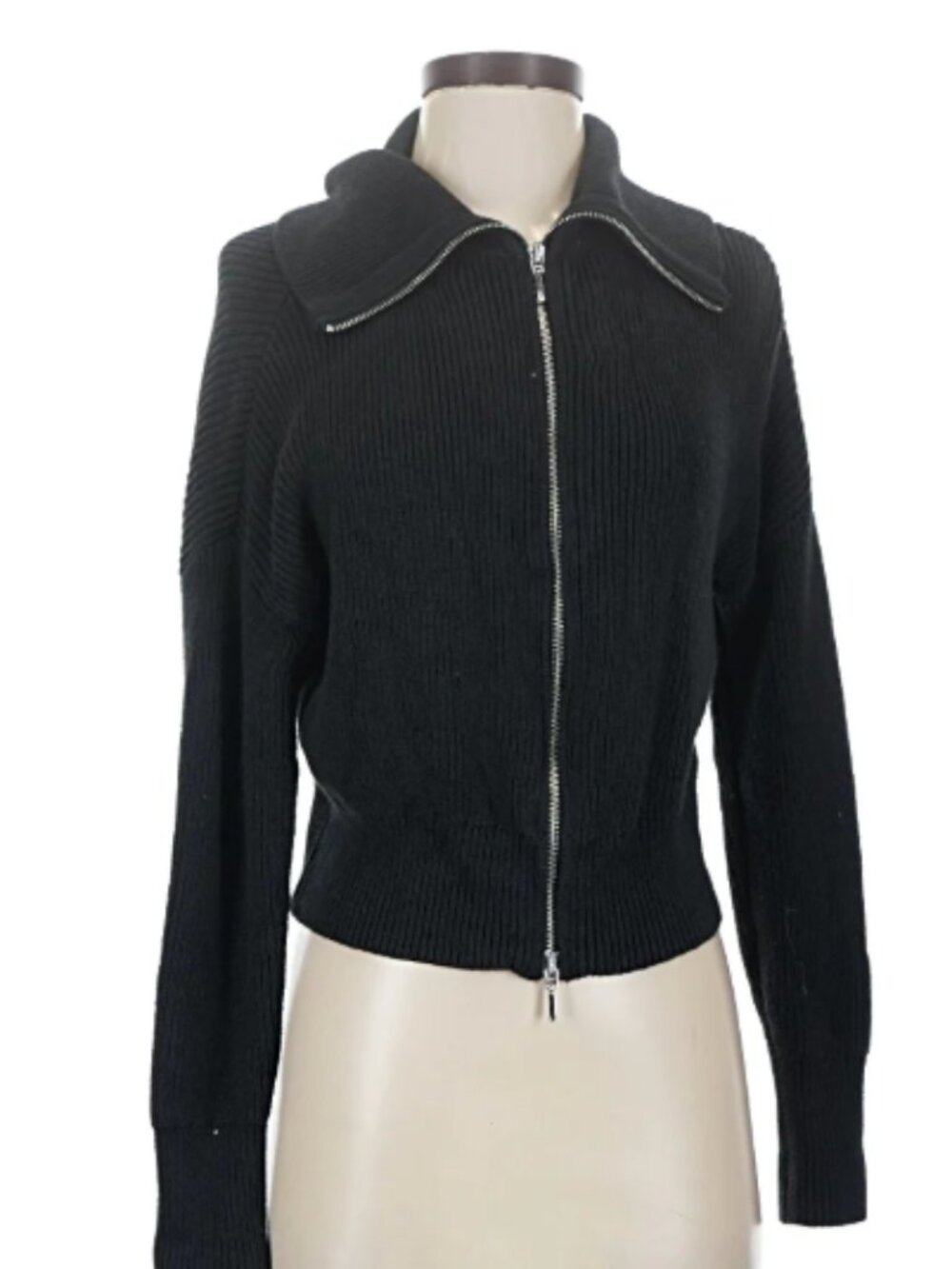 Abercrombie Ribbed Black Zip Up Sweater